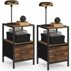 Lot de 2 tables de chevet UTAH 1 tiroir et 1 niche effet HAWKINS
