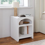 Lot de 2 tables de chevet organiques ALESIA bois blanc 2 compartiments