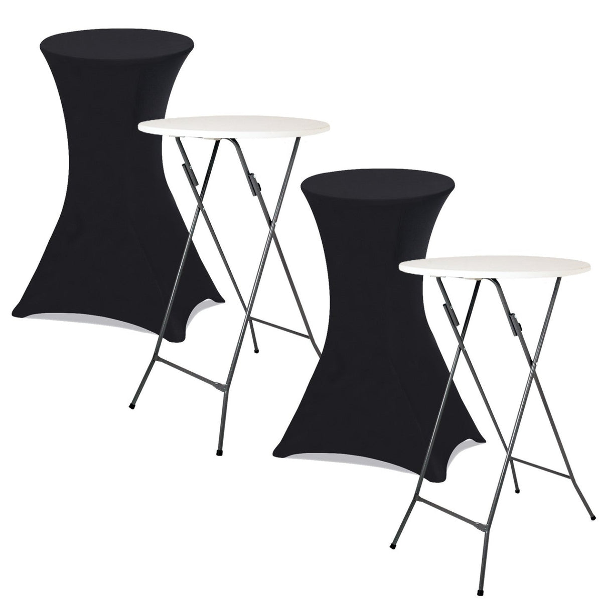 Lot de 2 tables hautes pliantes 105 cm et 2 housses noires
