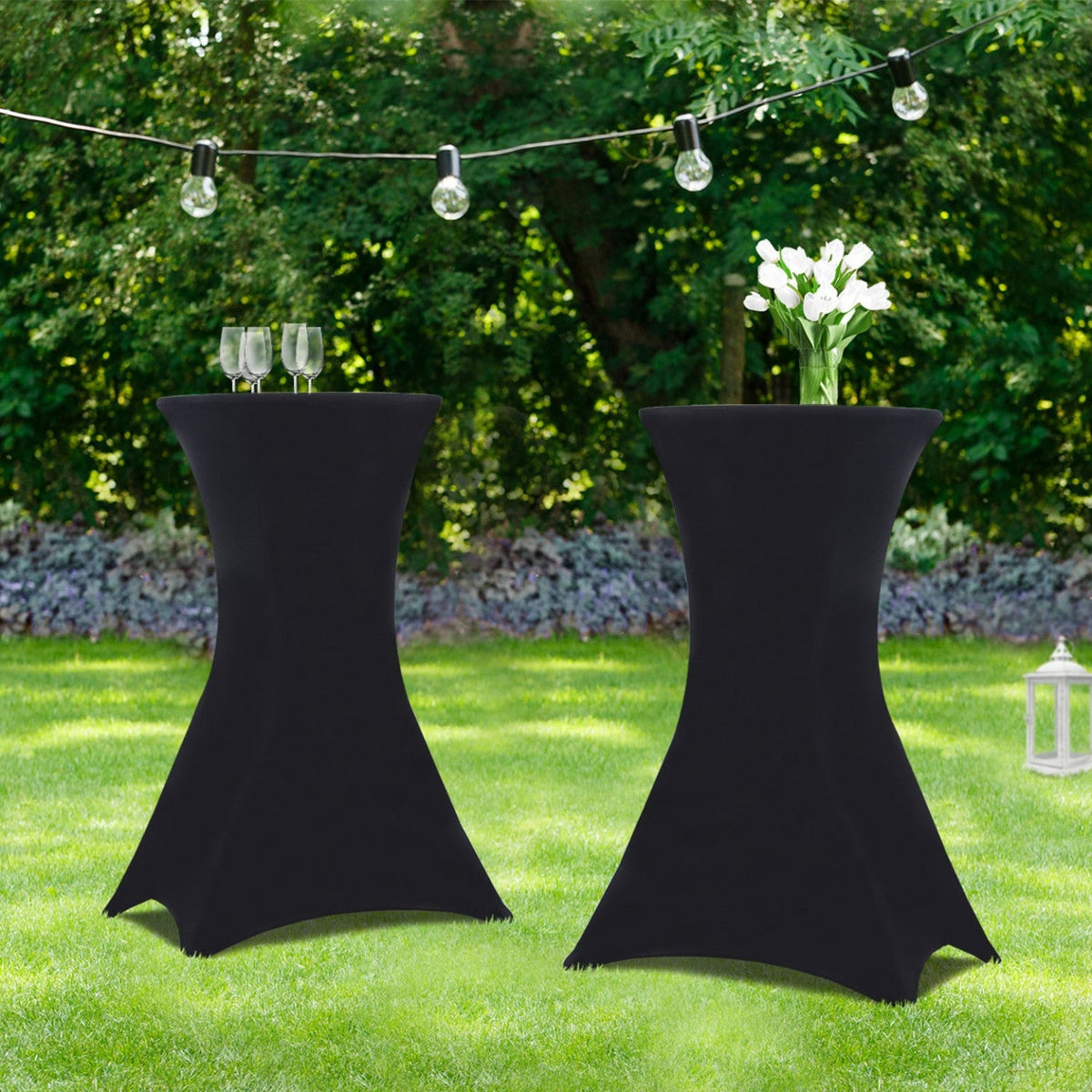 Lot de 2 tables hautes pliantes 105 cm et 2 housses noires