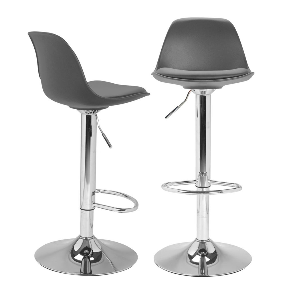 Lot de 2 tabourets de bar design KARL gris