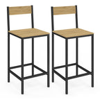 Lot de 2 tabourets de bar DETROIT avec dossier, chaise de cuisine au design industriel