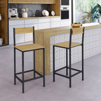Lot de 2 tabourets de bar DETROIT avec dossier, chaise de cuisine au design industriel