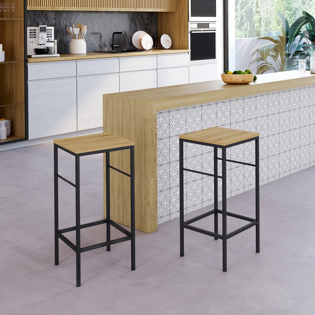 Lot de 2 tabourets de bar design industriel DETROIT