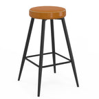 Lot de 2 tabourets de bar ISAURE marron avec coutures et pieds en métal noir