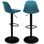 Lot de 2 tabourets de bar design KARL bleu canard pied noir
