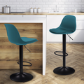 Lot de 2 tabourets de bar design KARL bleu canard pied noir