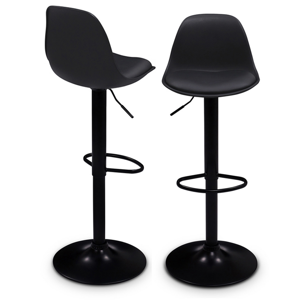 Lot de 2 tabourets de bar design KARL noir pied noir