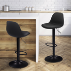 Lot de 2 tabourets de bar design KARL noir pied noir
