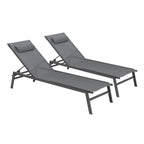 Lot de 2 bains de soleil inclinables en aluminium SINTRA gris anthracite et noir