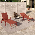 Lot de 2 transats de jardin inclinables FIDJI en acier et toile terracotta