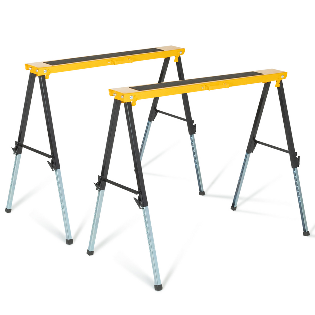 Lot de 2 tréteaux télescopiques pliables à large plateau antidérapant