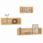 Lot de 3 étagères murales EDHEN en bois et cannage 60/45/30 cm