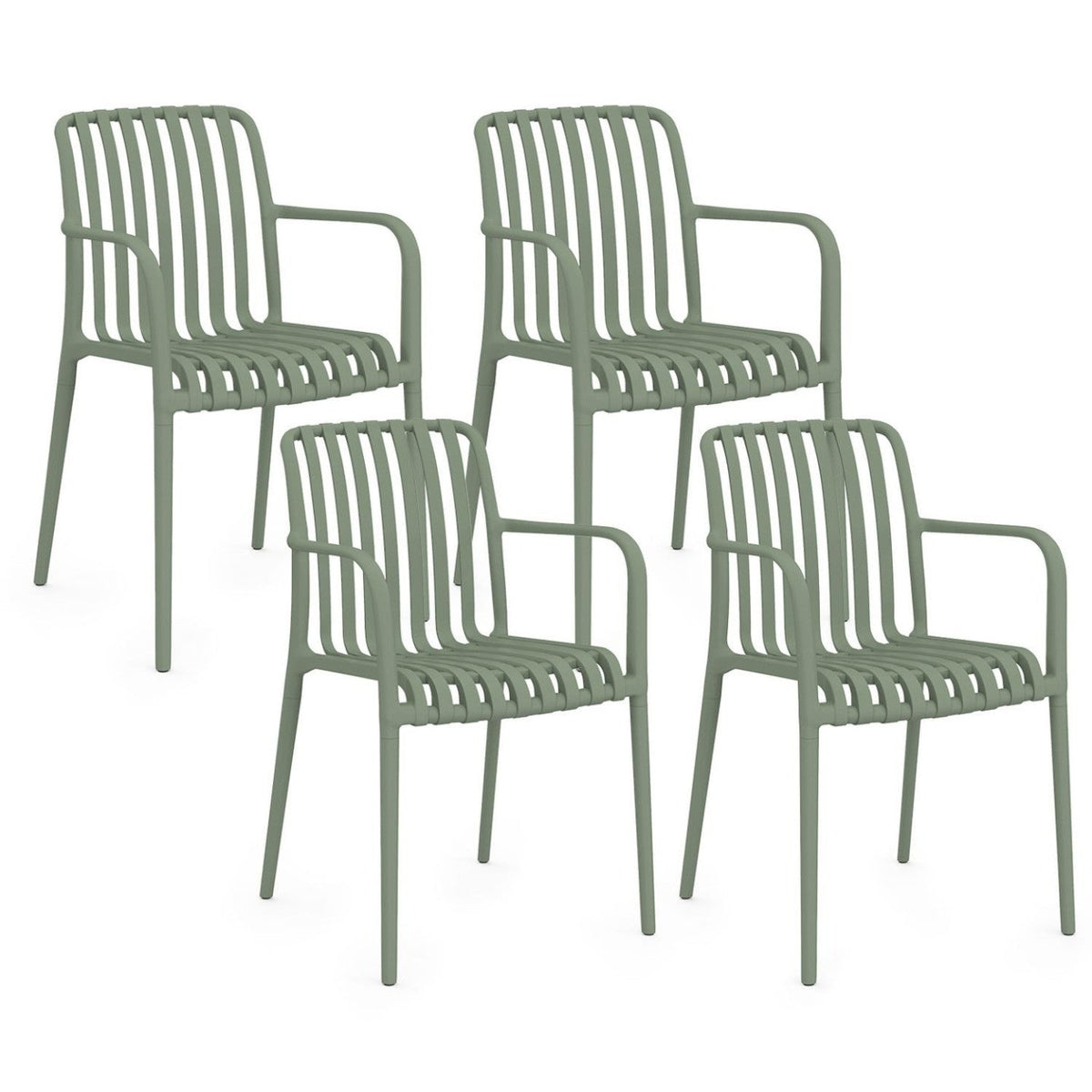 Lot de 4 chaises de jardin empilables BILBAO en polypropylène vert