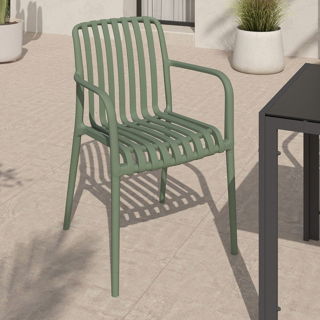 Lot de 4 chaises de jardin empilables BILBAO en polypropylène vert