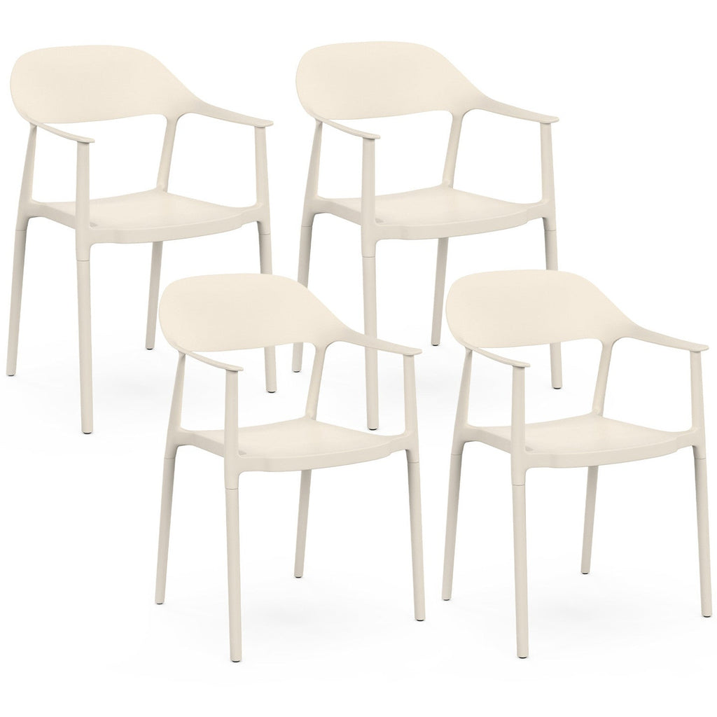Lot de 4 chaises de jardin empilables SUZON en polypropylène beige