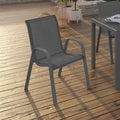 Lot de 4 chaises de jardin empilables LYMA en métal et textilène gris anthracite