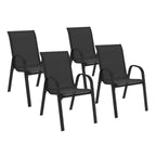 Lot de 4 chaises de jardin empilables LYMA en métal et textilène noires