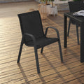Lot de 4 chaises de jardin empilables LYMA en métal et textilène noires