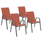 Lot de 4 chaises de jardin empilables LYMA en métal et textilène terracotta et gris