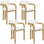 Lot de 4 chaises de salle à manger, fauteuils de table ESMA en métal effet bois et tissu bouclette avec accoudoirs