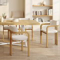 Lot de 4 chaises de salle à manger, fauteuils de table ESMA en métal effet bois et tissu bouclette avec accoudoirs