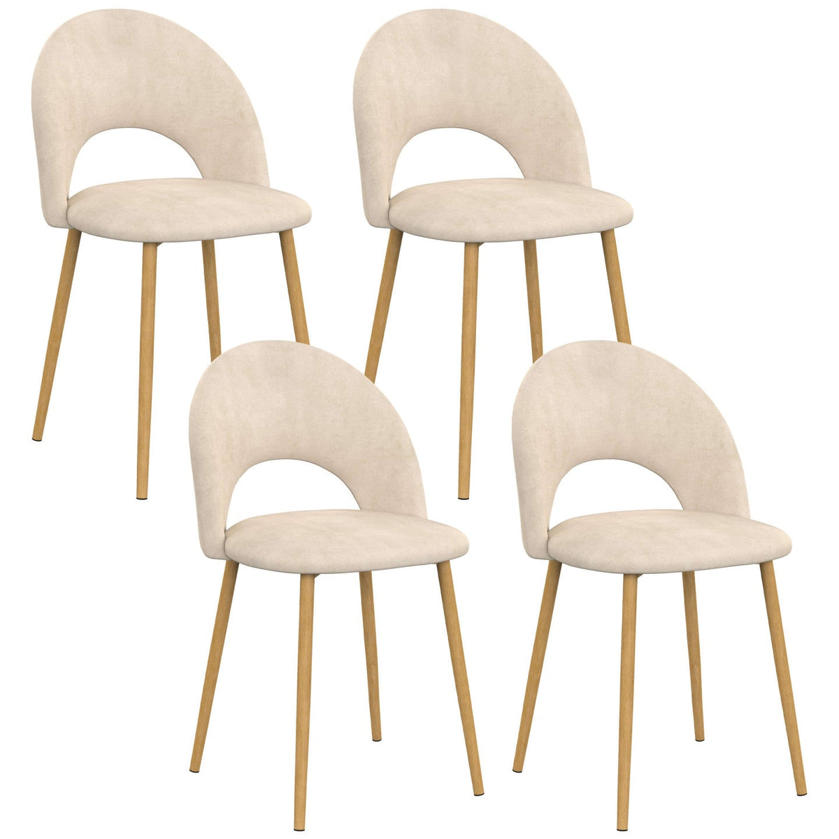Lot de 4 chaises MADO en velours beige pour salle à manger
