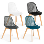 Lot de 4 chaises MANDY coloris assortis blanc, gris, bleu canard et noir