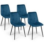 Lot de 4 chaises de salle à manger MILA en velours bleu