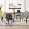 Lot de 4 chaises MILA en velours coloris assortis bleu, gris clair, gris foncé, jaune
