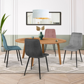 Lot de 4 chaises MILA en velours coloris assortis pastel bleu, gris clair, gris foncé, rose