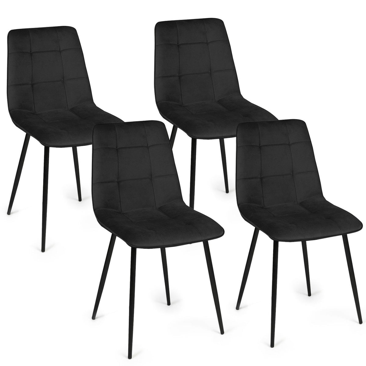 Lot de 4 chaises de salle à manger MILA en velours noir