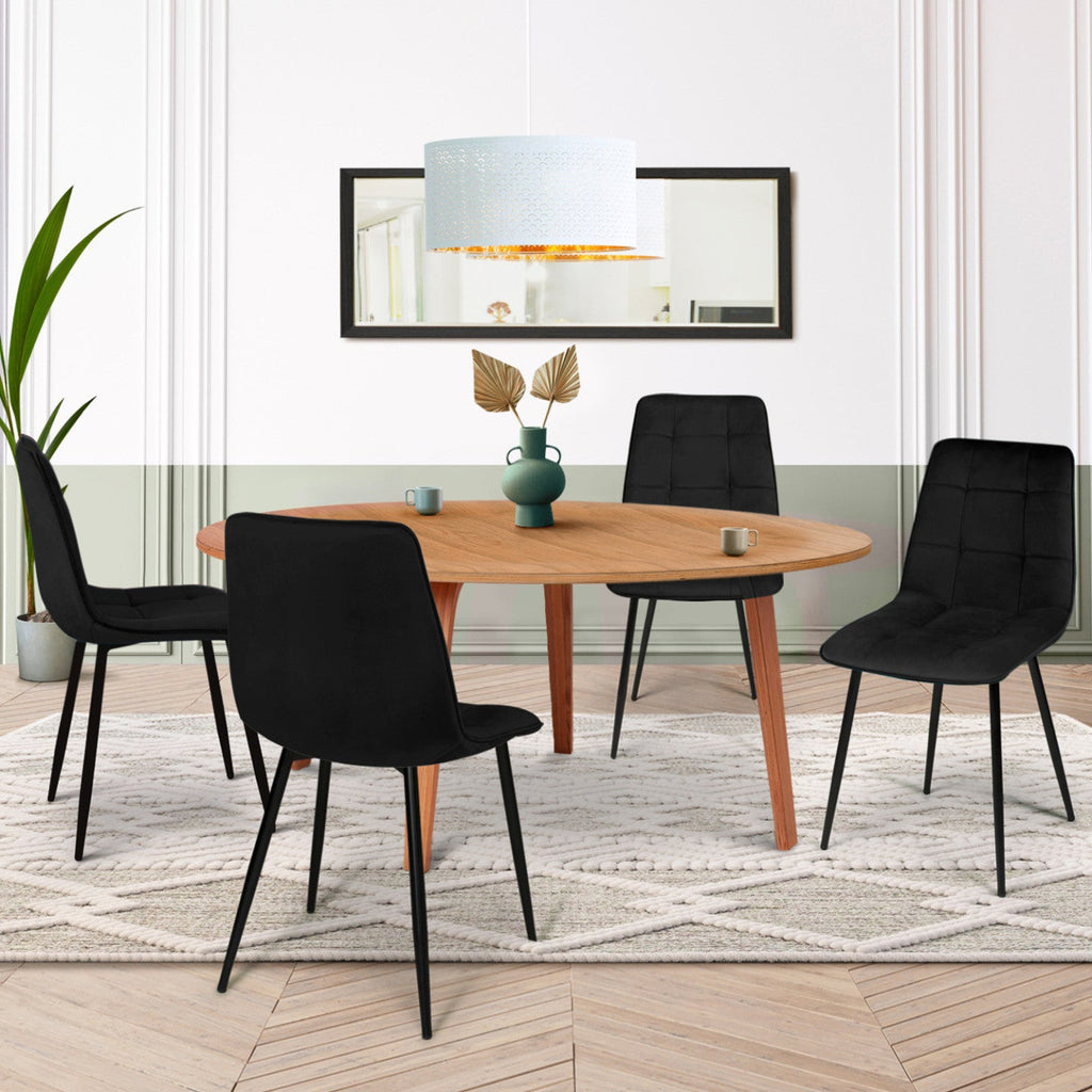 Lot de 4 chaises de salle à manger MILA en velours noir