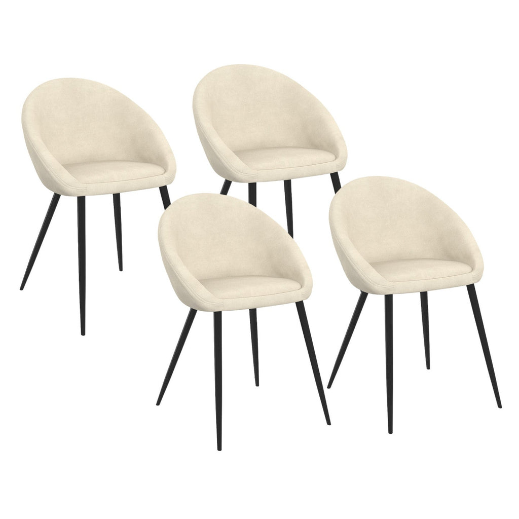 Lot de 4 chaises de salle à manger NAYA en velours crème