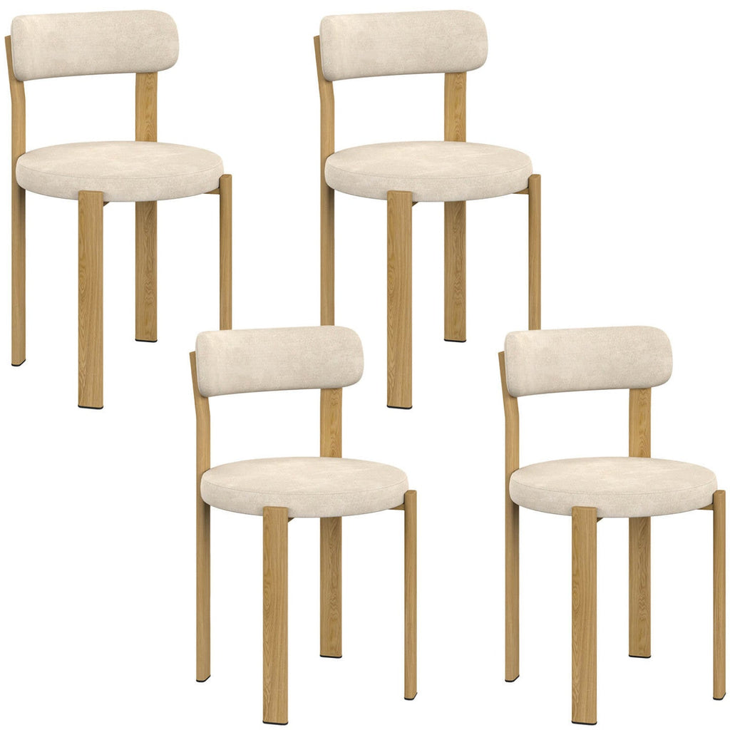 Lot de 4 chaises NELLA en tissu chenille beige pour salle à manger