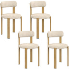 Lot de 4 chaises NELLA en tissu chenille beige pour salle à manger
