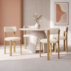 Lot de 4 chaises NELLA en tissu chenille beige pour salle à manger