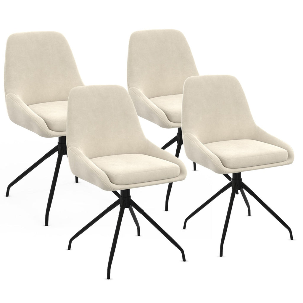 Lot de 4 chaises pivotantes 360° THALYA en velours beige avec accoudoirs