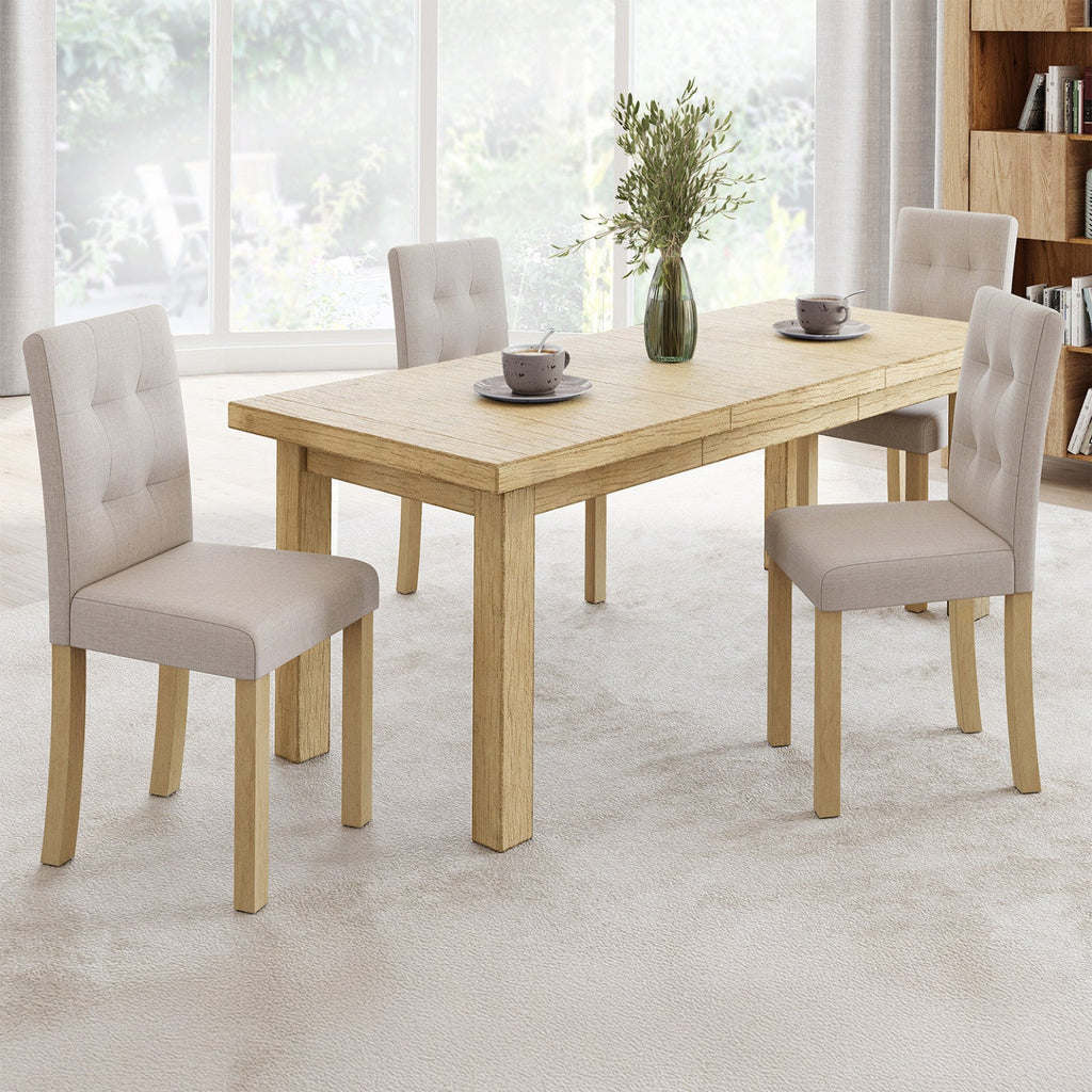 Lot de 4 chaises de salle à manger capitonnées beiges POLGA