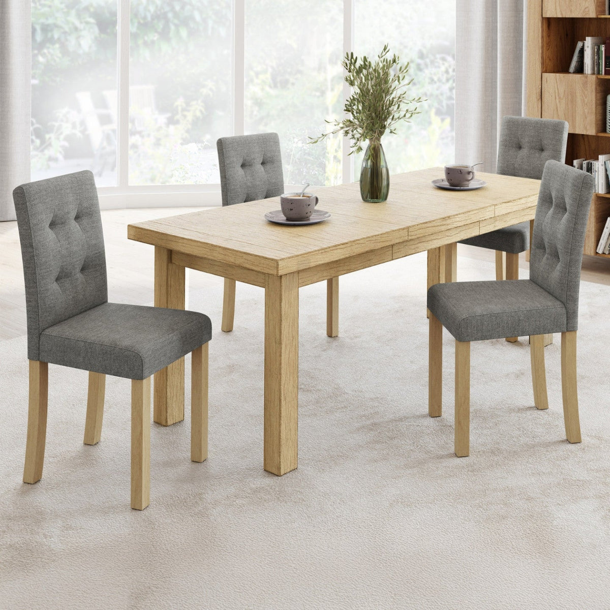 Lot de 4 chaises de salle à manger capitonnées grises POLGA