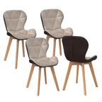 Lot de 4 chaises ROXANE bimatière en tissu et PU marron et taupe pour salle à manger