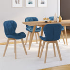 Lot de 4 chaises ROBINE en tissu bleu canard pour salle à manger