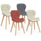 Lot de 4 chaises ROBINE en tissu coloris assortis gris foncé, terracotta, beige x2