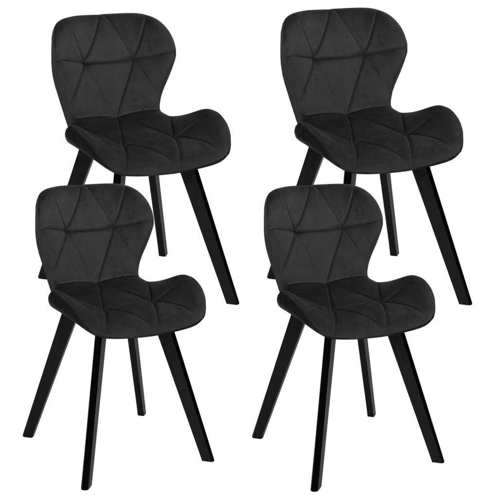 Lot de 4 chaises ROBINE en velours noir pieds noirs