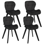 Lot de 4 chaises ROBINE en velours noir pieds noirs