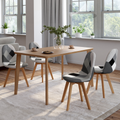 Lot de 4 chaises scandinaves SARA motifs patchwork noir, gris et blanc