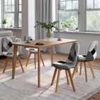 Lot de 4 chaises scandinaves SARA motifs patchwork noir, gris et blanc