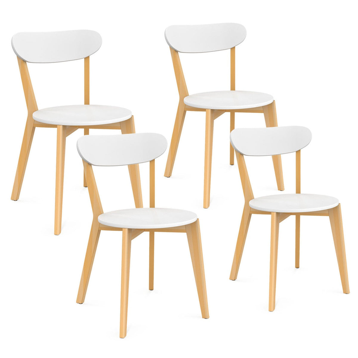 Lot de 4 chaises scandinaves FREJA bicolores blanc et bois pour salle à manger