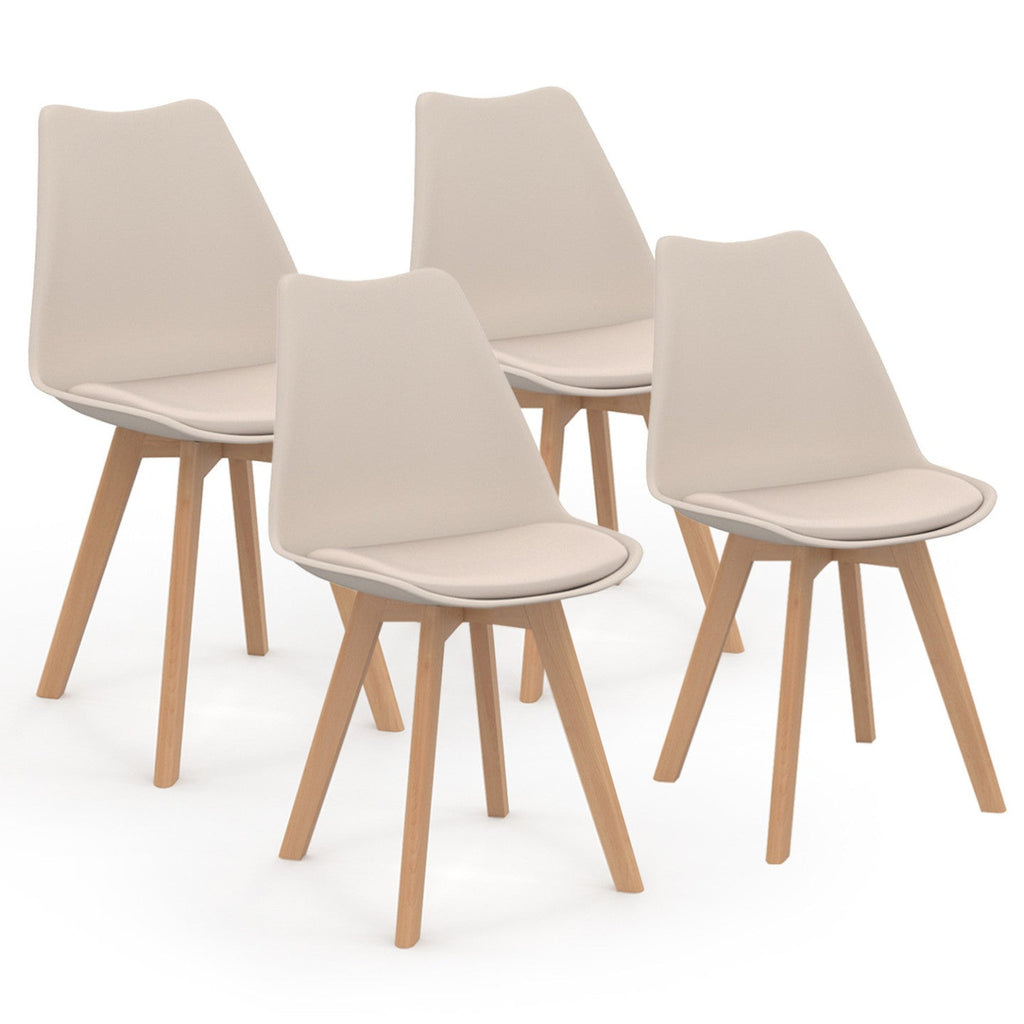 Lot de 4 chaises scandinaves SARA beige pour salle à manger