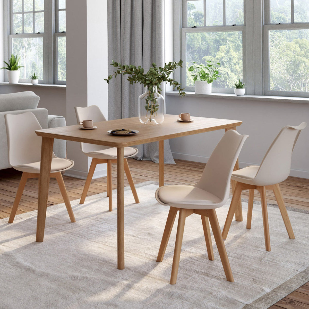 Lot de 4 chaises scandinaves SARA beige pour salle à manger